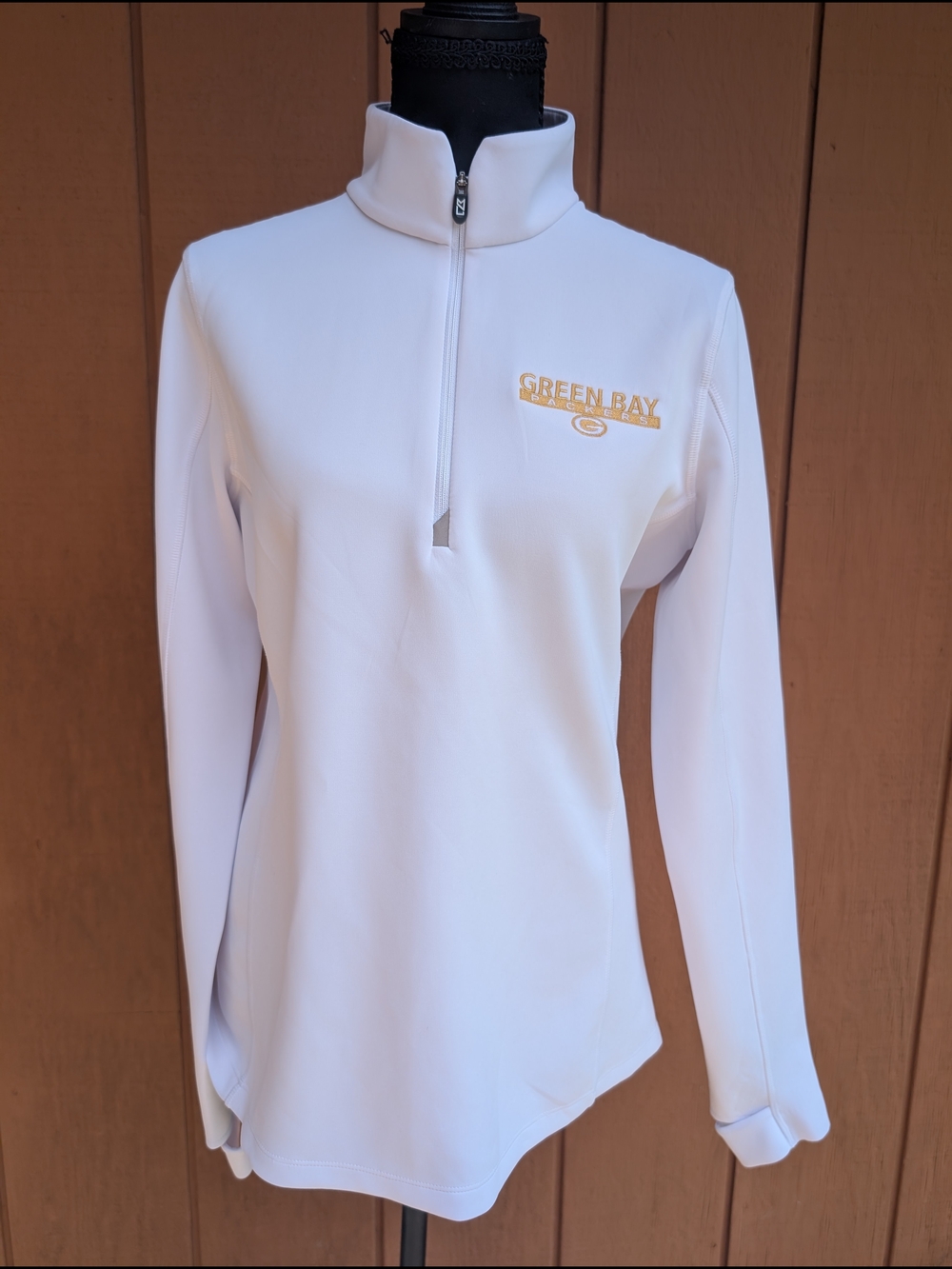 Cutter & Buck Wom Green Bay Packers White Traverse Recycled Polyester Pullover M
